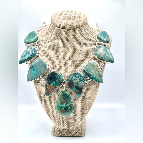 Blue Green Chrysocolla “The Teaching Stone” Necklace 18”-19” Adjustable - Picture 5 of 12